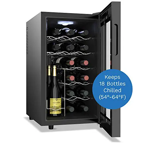 Enfriador de vino de 18 botellas hOmelabs - Refrigerador y enfriador independiente de una sola zona para vinos tintos y blancos