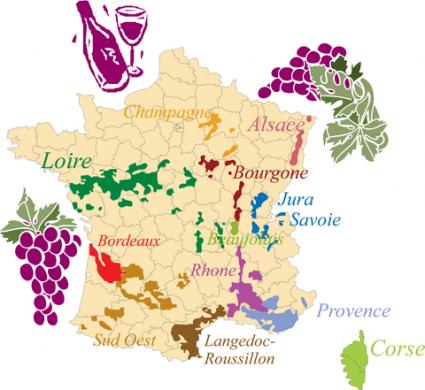 Mapa de las regiones vinícolas francesas; © Martine Oger | Dreamstime.com